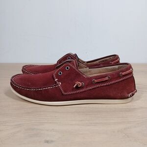John Varvatos Burgundy Leather Moc Toe Slip-On Boat Shoes 1639